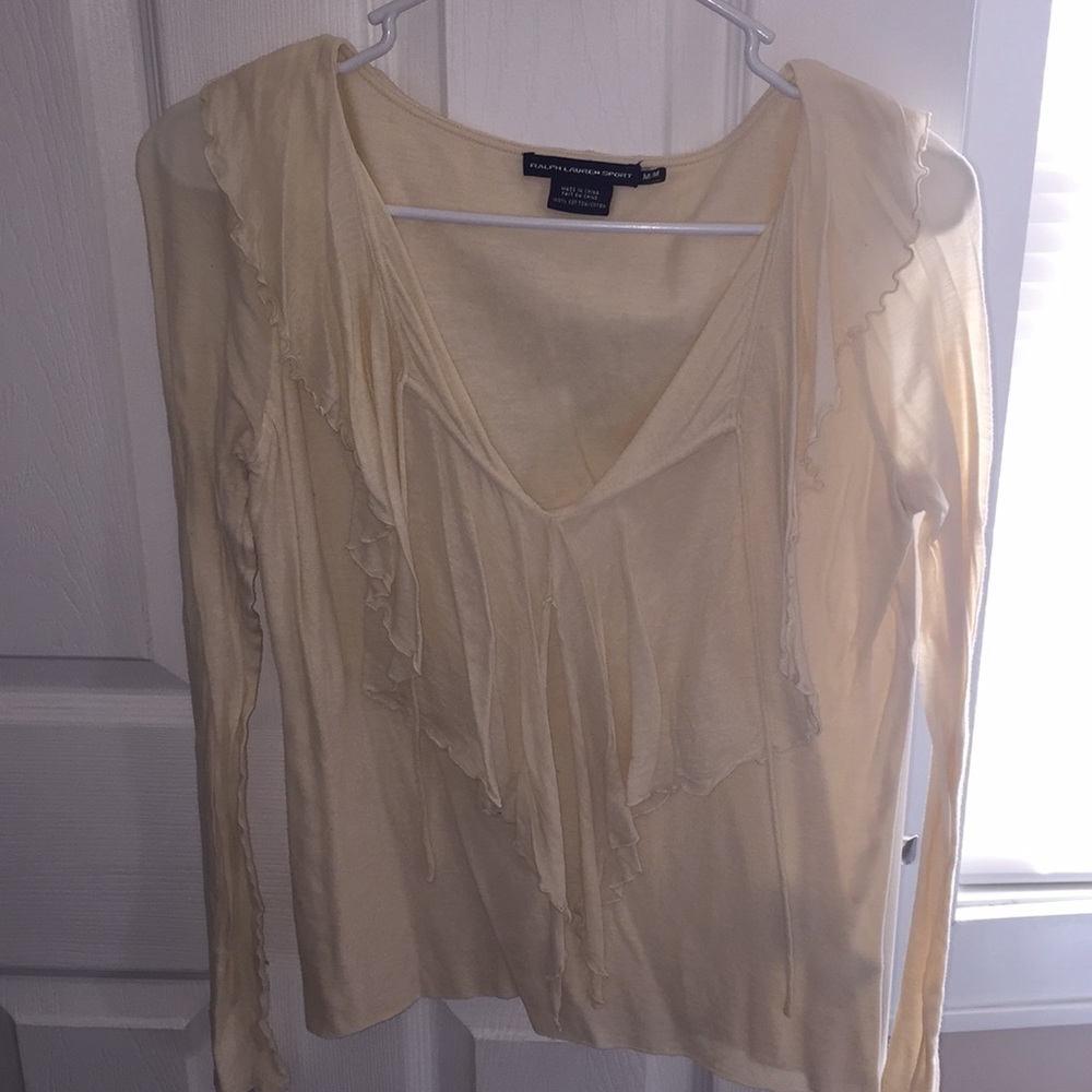 Ralph Lauren, long sleep cream ruffle shirt